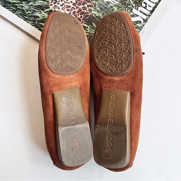 Michael Kors Amber Brown Suede Moccasin Square Toe Women’s Loafer Size 7.5 - Picture 12 of 13